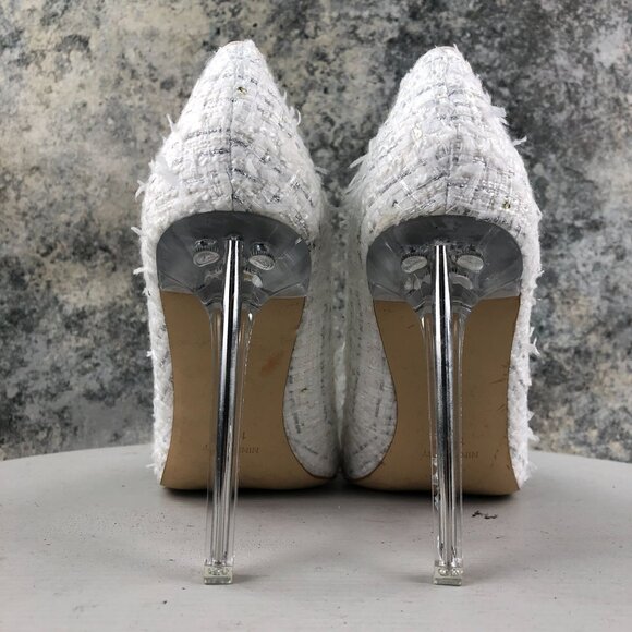 Nine West Women's 10.5M Tatiana White Silver Tweed Pointed Toe High Heel Pumps - Picture 7 of 13